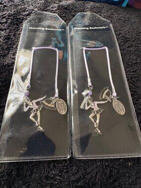 Charming Bookmark Set of 2 Dance Dancing Figure Charm & Lavender Cord